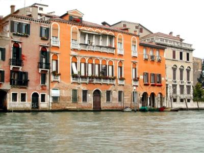 Residences on the Grand Canal. Photo taken from a water taxi going to the Basilica.