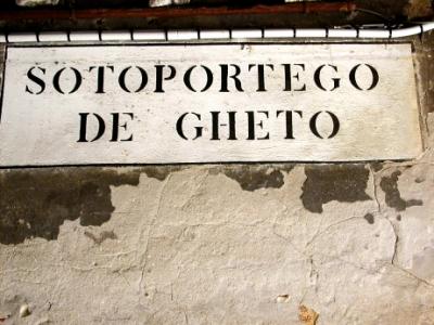 Sign for the Jewish Ghetto in the Cannaregio area. World's first ghetto. Instituted in 1516. Idea spread throughout Europe.