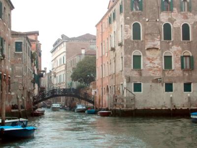 A canal as seen from the water taxi taking us to Marco Polo airport.