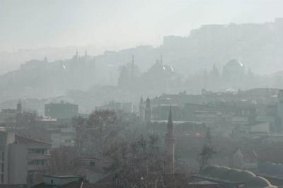 Bursa mosques in mist