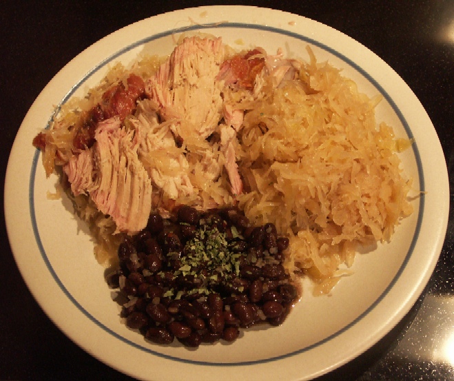 ...with sauerkraut, served with black beans