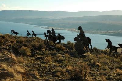 Horses with Columbia in Background
