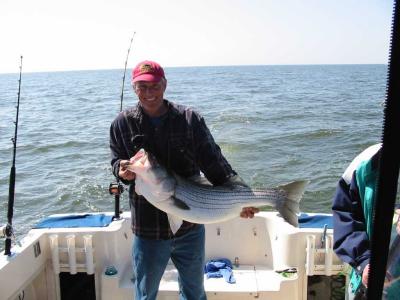 Burt Walsh with nice trophy rock caught off Thomas Pt