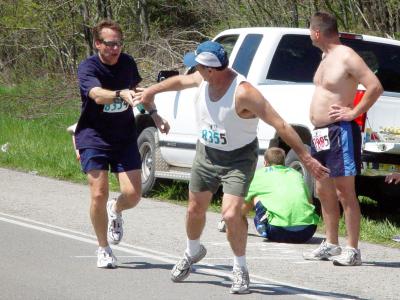 Garry handing off to Terry at 12th exchange