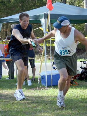 Garry handing off to Terry at 20th exchange