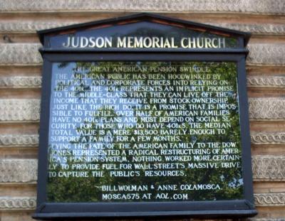 Judson Memorial Church Entrance Bulletin Board