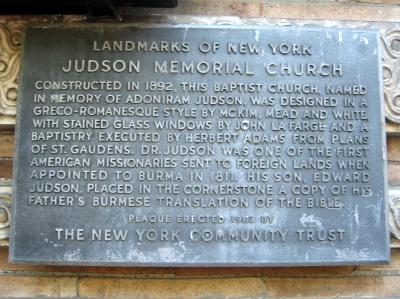 Judson Church New York Community Trust Marker