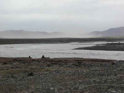 Lunch in the dessert with stormy weather