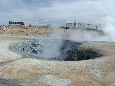 Sulphur-steam and bubbling mud on the Solfataren-fields