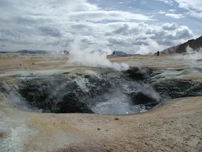 Sulphur-steam and bubbling mud on the Solfataren-fields