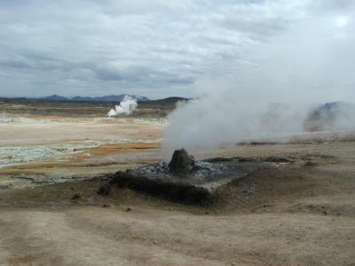 Sulphur-steam and bubbling mud on the Solfataren-fields