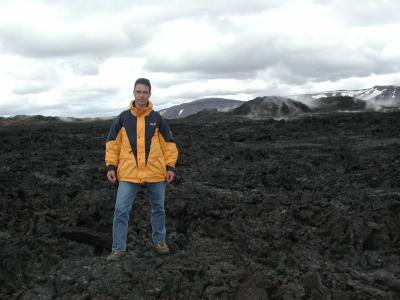 Dark, dead and stony volcano-landscape