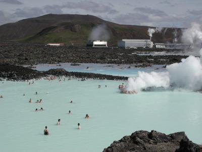 Having a bath in the blue lagoon on the way to the airport