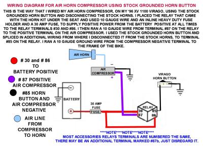 WIRING DIAGRAM FOR AIR HORNS USING STOCK GROUNDED HORN BUTTON