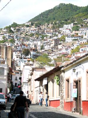 steep cobblestone streets