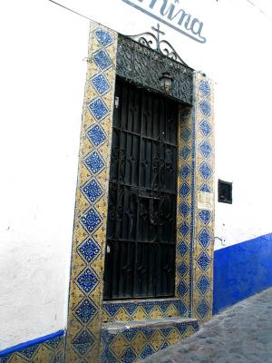 blue tile doorway