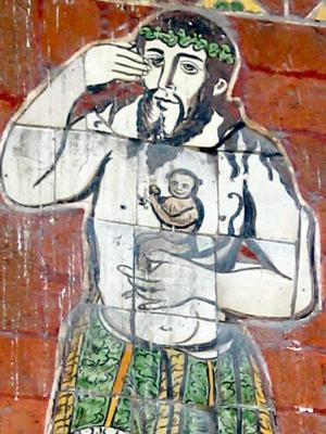 man with monkey, detail
