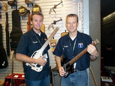 Corey Oliver (on right) of Traveler Guitar (www.travelerguitar.com)