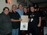 Steve Boulanger, John English, Bill Hodgman, Seymour Duncan and me with the multi autographed Custom Shop calendar