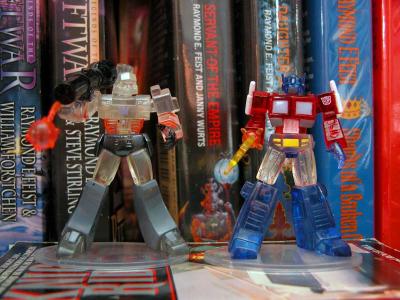 PVC Clear-colored Convoy and Megatron Clones