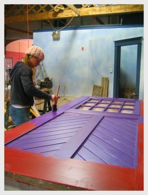 Painting doors from Brown to Red to Purple