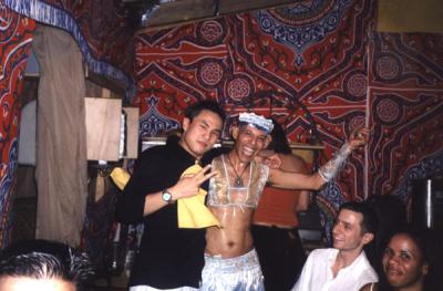 Me getting chummy with the belly dancer.