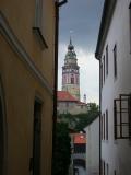 Castle tower from Horni through alley
