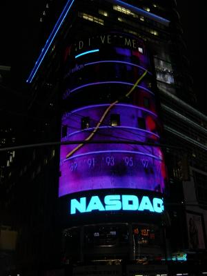 Nasdaq sign in Times Square.
