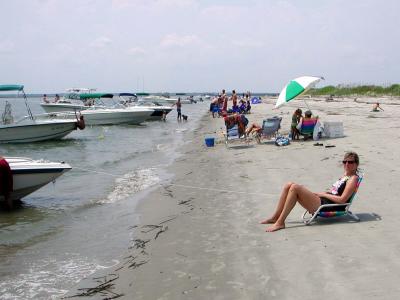 Heather enjoys some relaxation on Capers Island