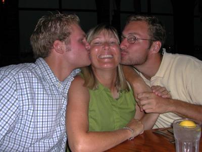 Heather enjoys a moment of appreciation from her two boys