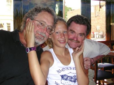 Sarah enjoys lunch at the Crab Shack with her dad and uncle Paul