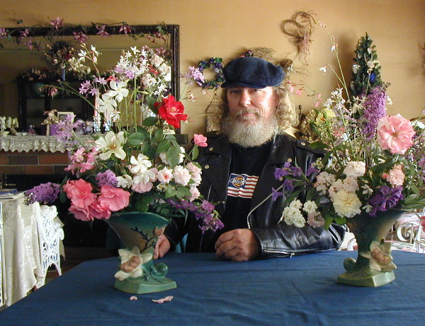 Don, my significant other...with some flower arrangements he put together...