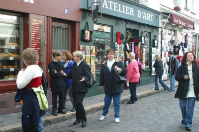 Enjoying the shops that line the streets in Montmartre