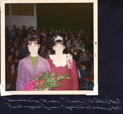 Cheryl and Jeanne at the 1967 Homecoming game