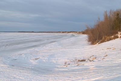 Moose River shoreline from Moosonee water plant April 5th