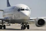 Lufthansa Boeing 737-300 enters the tarmac at Nice airport