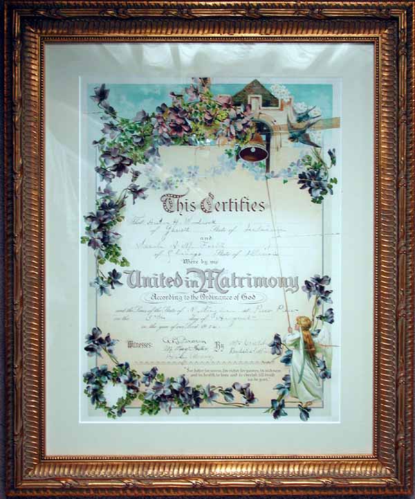 Marriage Certificate for Arthur Henry Woodcock & Sarah Anne Morgan Foster
