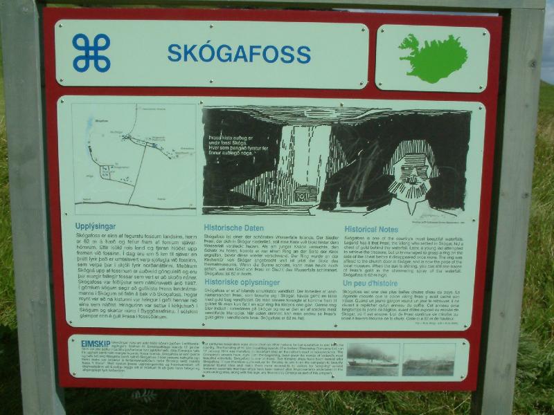 Signboard at Skgafoss