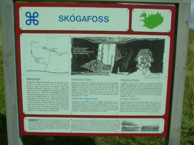 Signboard at Skógafoss