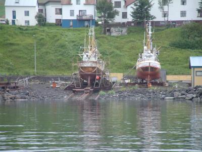 Drydocked fishing boats, Húsavík