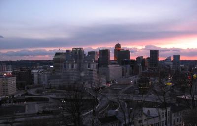 Sunset, 04/02/2005, over downtown from Mt. Adams