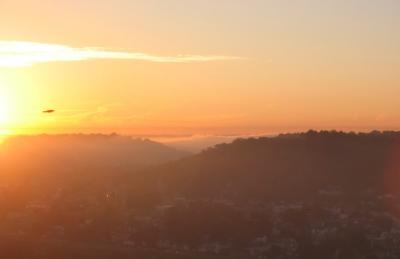 Sunrise, 10/10/2004, over fog in the Ohio River Valley from Eden Park