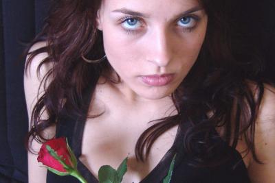 Blue eyes with rose