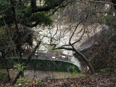 Trailer flooded by Antonio Creek