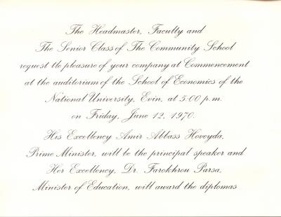1970 Graduation Announcement