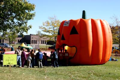 Fall fest - waiting to get in the Pumkin!