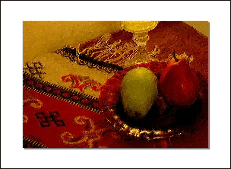 Pears on Norwegian throw