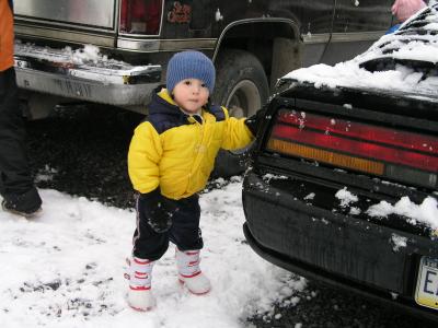 Kyle taking a break from the snowball battle