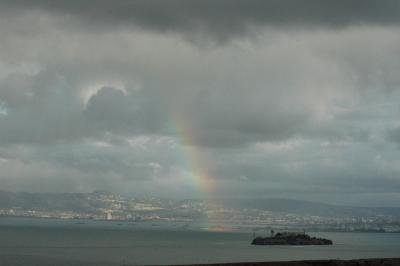 rainbow over bay