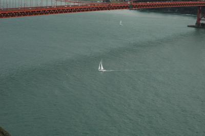sailing under bridge